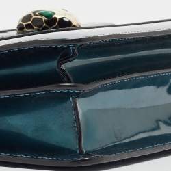 Pre Owned Bvlgari Green Patent Leather Medium Serpenti Forever Flap Shoulder Bag