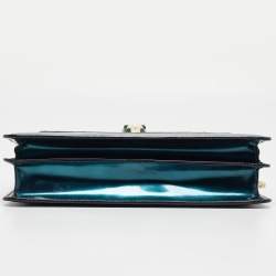 Pre Owned Bvlgari Green Patent Leather Medium Serpenti Forever Flap Shoulder Bag