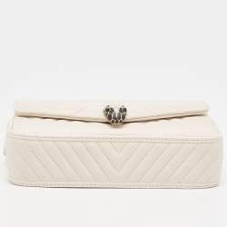 Pre Owned Bvlgari Off White Quilted Leather Serpenti Forever Convertible Belt Bag