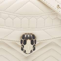 Pre Owned Bvlgari Off White Quilted Leather Serpenti Forever Convertible Belt Bag