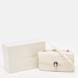 Pre Owned Bvlgari Off White Quilted Leather Serpenti Forever Convertible Belt Bag