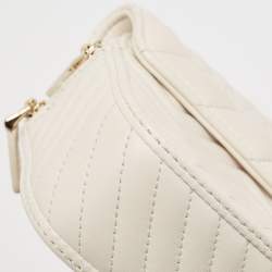 Pre Owned Bvlgari Off White Quilted Leather Serpenti Forever Convertible Belt Bag