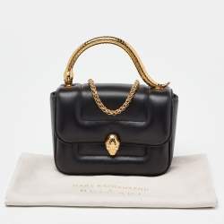 Pre Owned Bvlgari x Mary Katrantzou Black Leather Serpenti Metamorphosis Top Handle Bag