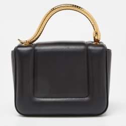 Pre Owned Bvlgari x Mary Katrantzou Black Leather Serpenti Metamorphosis Top Handle Bag
