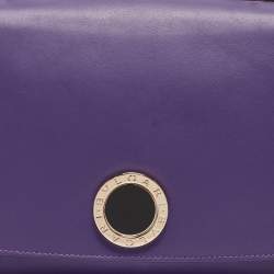 Bvlgari Purple/Black Leather Bvlgari Duet Top Handle Bag