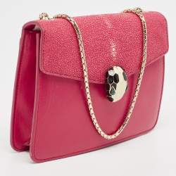 مملوكة مسبقًا Bvlgari Pink Stingray and Leather Serpenti Forever Shoulder Bag