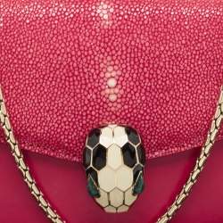 مملوكة مسبقًا Bvlgari Pink Stingray and Leather Serpenti Forever Shoulder Bag
