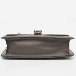 مملوكة مسبقًا Bvlgari Grey Leather Serpenti Studded Diamond Blast Shoulder Bag