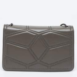 مملوكة مسبقًا Bvlgari Grey Leather Serpenti Studded Diamond Blast Shoulder Bag