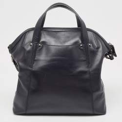 Pre Owned Bvlgari Black Leather Zip Satchel