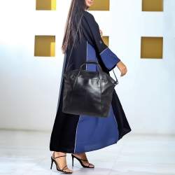 Pre Owned Bvlgari Black Leather Zip Satchel