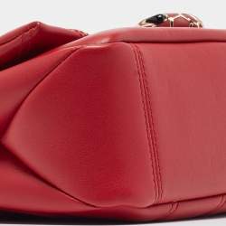 Pre Owned حقيبة كتف بلغاري سيربنتي كابوشون جلد أحمر مبطن صغيرة