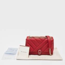 Pre Owned حقيبة كتف بلغاري سيربنتي كابوشون جلد أحمر مبطن صغيرة