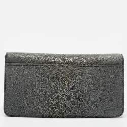 Pre Owned Bvlgari Grey Stingray and Leather Serpenti Forever Chain Clutch