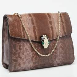 مملوكة مسبقًا Bvlgari Purple Karung Serpenti Forever Flap Shoulder Bag