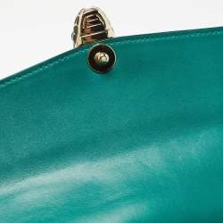 Pre Owned Bvlgari Green Leather Medium Serpenti Forever Flap Shoulder Bag