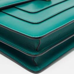 Pre Owned Bvlgari Green Leather Medium Serpenti Forever Flap Shoulder Bag