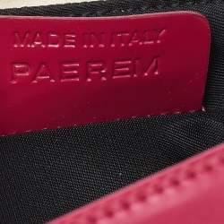 Pre Owned Bvlgari Pink/White Printed Satin and Leather Baguette Bag