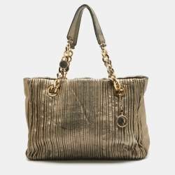 Bvlgari Metallic Leather Monte Plisse Shopper Tote