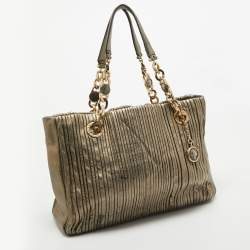 Bvlgari Metallic Leather Monte Plisse Shopper Tote