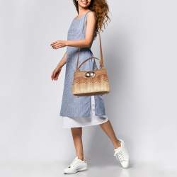 Pre Owned Bvlgari Tri Color Leather Isabella Rossellini Top Handle Bag