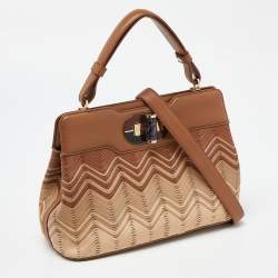 Pre Owned Bvlgari Tri Color Leather Isabella Rossellini Top Handle Bag