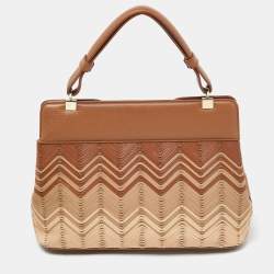 Pre Owned Bvlgari Tri Color Leather Isabella Rossellini Top Handle Bag