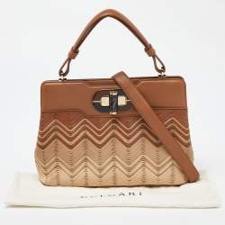 Pre Owned Bvlgari Tri Color Leather Isabella Rossellini Top Handle Bag