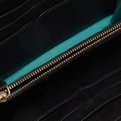 Pre Owned Bvlgari Black Pleated Leather Zip Around Wallet