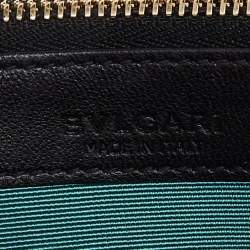 Pre Owned Bvlgari Black Pleated Leather Zip Around Wallet