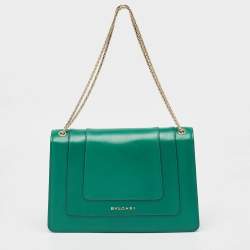 Bvlgari Green Leather Medium Serpenti Forever Shoulder Bag