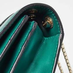 Pre Owned Bvlgari Green Leather Medium Serpenti Forever Flap Shoulder Bag