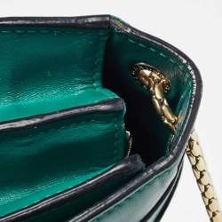 Pre Owned Bvlgari Green Leather Medium Serpenti Forever Flap Shoulder Bag