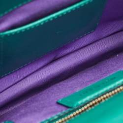 Pre Owned Bvlgari Green Leather Medium Serpenti Forever Flap Shoulder Bag