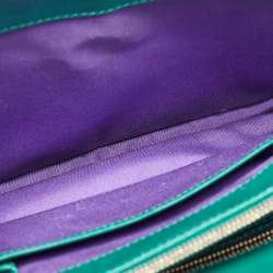 Pre Owned Bvlgari Green Leather Medium Serpenti Forever Flap Shoulder Bag