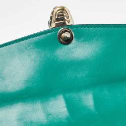 Pre Owned Bvlgari Green Leather Medium Serpenti Forever Flap Shoulder Bag