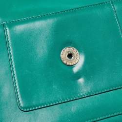 Pre Owned Bvlgari Green Leather Medium Serpenti Forever Flap Shoulder Bag