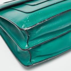 Pre Owned Bvlgari Green Leather Medium Serpenti Forever Flap Shoulder Bag