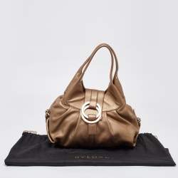 Bvlgari Beige Metallic Leather Chandra Satchel