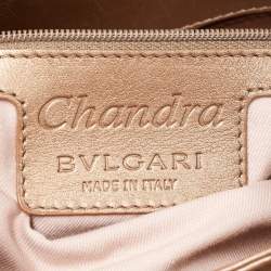 Bvlgari Beige Metallic Leather Chandra Satchel