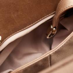 Bvlgari Beige Metallic Leather Chandra Satchel