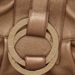 Bvlgari Beige Metallic Leather Chandra Satchel