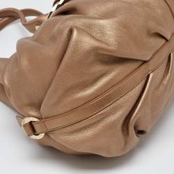 Bvlgari Beige Metallic Leather Chandra Satchel