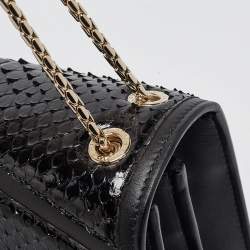 Bvlgari Black Python and Leather Medium Serpenti Diamond Blast Shoulder Bag