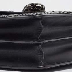 Bvlgari Black Python and Leather Medium Serpenti Diamond Blast Shoulder Bag