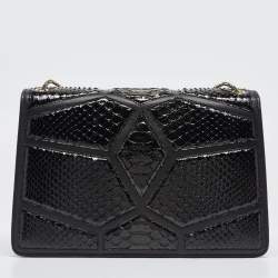 Bvlgari Black Python and Leather Medium Serpenti Diamond Blast Shoulder Bag