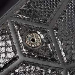 Bvlgari Black Python and Leather Medium Serpenti Diamond Blast Shoulder Bag
