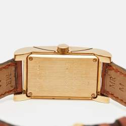 Bvlgari White 18K Gold Yellow Gold Alligator Leather Rettangolo RT29G Women's Wristwatch 29 mm
