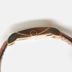 Bvlgari White 18K Gold Yellow Gold Alligator Leather Rettangolo RT29G Women's Wristwatch 29 mm