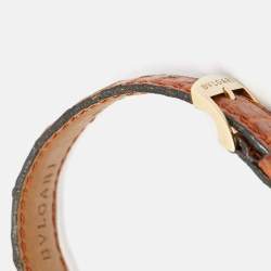 Bvlgari White 18K Gold Yellow Gold Alligator Leather Rettangolo RT29G Women's Wristwatch 29 mm